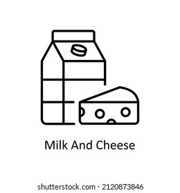 Icono de contorno de vector de leche y queso para web aislada en fondo blanco archivo EPS 10