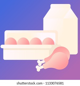 Milk, chicken, eggs