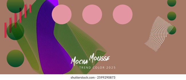 MIlk chocolate Abstract brown background on coffee muted Mocha shade 2025 Mousse color futuristic elements banner geometric