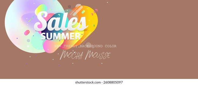 Milk chocolate background mocha art mousse juicy summer abstract fluid creative banner, trendy color with dynamic lines