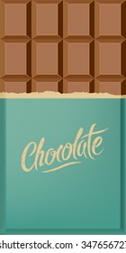 Milk chocolate bar. Calligraphic vintage Chocolate poster design. Vector illustration.
