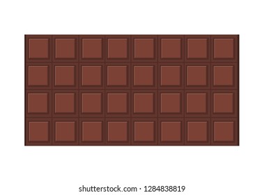 Milk chocolate bar isolated on white background top view. Vector