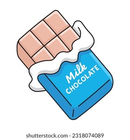 Milk chocolate bar isolated vector illustration