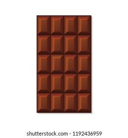 Milk Chocolate Bar on White Background. Vector