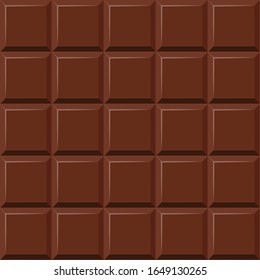 Milk chocolate bar seamless pattern. Vector dark chocolate repeated tile background. Delicious square bite piece wallpaper