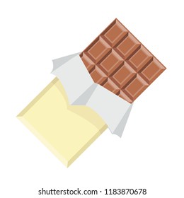 Milk chocolate bar. Vector illustration isolated on white background.