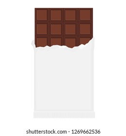 Milk chocolate bar. Vector illustration isolated on white background. 