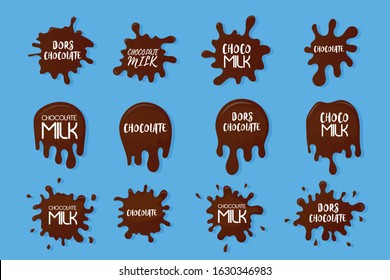 Milk Chocolate Blot. Chocolate Drops And Stains. Modern Poster Of Fresh Milk Splash On A Light Background, Flat Design. Blots From Milks. Vector Illustration, EPS 10.