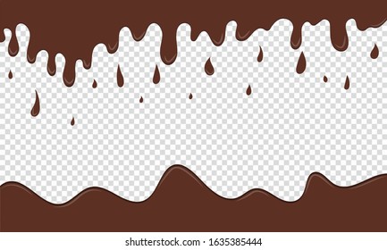 Milk chocolate blot. Chocolate drops and stains. Modern poster of fresh milk splash on a light background, flat design. Blots from milks. Vector illustration, EPS 10.