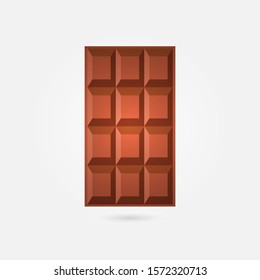 Milk chocolate, cacao product in flat style. Sweet brown bar. Vector design