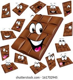 milk chocolate cartoon with many expression isolated on white background