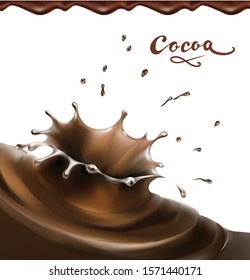 milk chocolate cocoa caramel liquid hot flowing splashes vector illustration