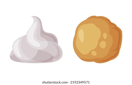 Milk and Chocolate Cream as Ice Cream Top Vector Set