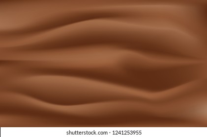 Milk chocolate Cream.brown chocolate background with Crease Wavy Folds.with soft waves, waving in the wind.Texture of cream.Milk,Yogurt,Cream or cosmetics product Curl background. vector, illustration