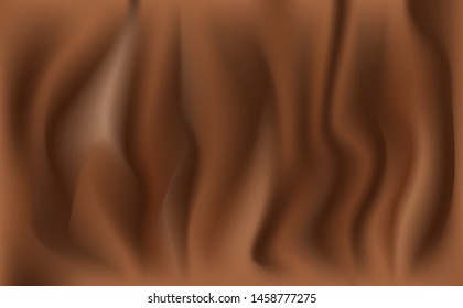 Milk chocolate Cream.brown chocolate background with Crease Wavy Folds.with soft waves, waving in the wind.Texture of cream.Milk,Yogurt,Cream or cosmetics product Curl background. vector, illustration