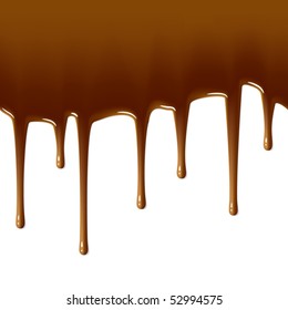 Milk chocolate drips. Seamless vector. Easily to change the length of the drops.