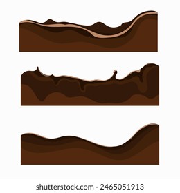 milk chocolate droplet, backdrop, chocolate border isolated