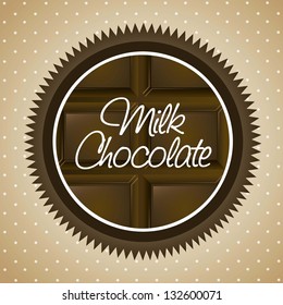 milk chocolate label over beige background. vector illustration