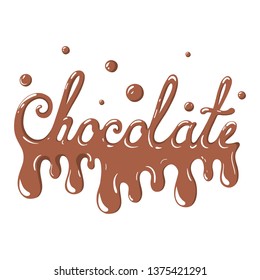 Milk chocolate lettering vector illustration. Isolated word on white background.