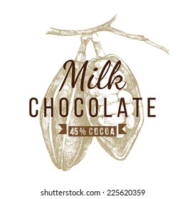 plantilla de logotipo de chocolate con cacao extraído a mano