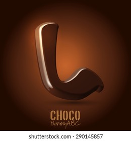 Milk chocolate retro curved glossy vector dark 3d typeset - capital L