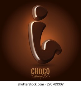 Milk chocolate retro curved glossy vector dark 3d typeset - i