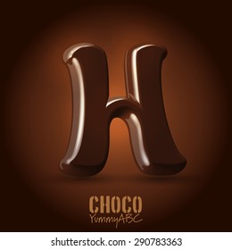 Milk chocolate retro curved glossy vector dark 3d typeset - capital H