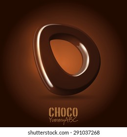 Milk chocolate retro curved glossy vector dark 3d typeset - capital O