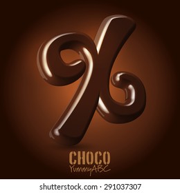 Milk chocolate retro curved glossy vector dark 3d typeset - per cent figure