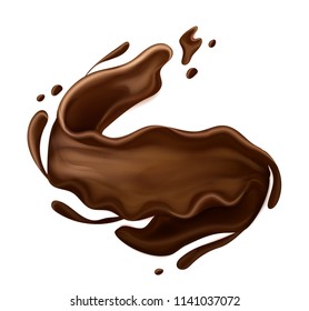 milk chocolate splash. Liquid or chocolate on white background.