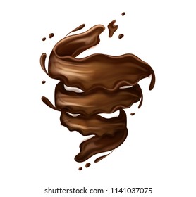 milk chocolate splash. Liquid or chocolate on white background.