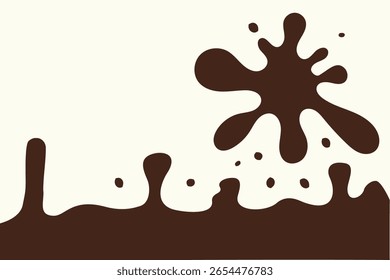 Ilustración vectorial salpicadura de chocolate con leche con movimiento líquido y tema de postre dulce.

