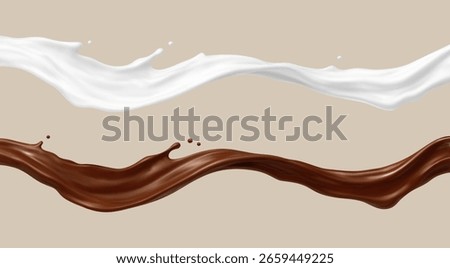 Milk and chocolate splash waves. Vector illustration