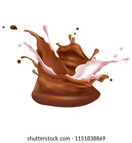 milk and chocolate splashes. vector isolated over white background.