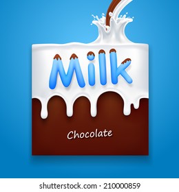 Milk with chocolate. Vector illustration