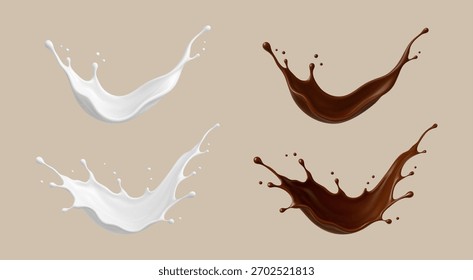 Leite e chocolate е. Ilustração vetorial