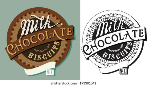 Milk chocolate vintage label with muted colors