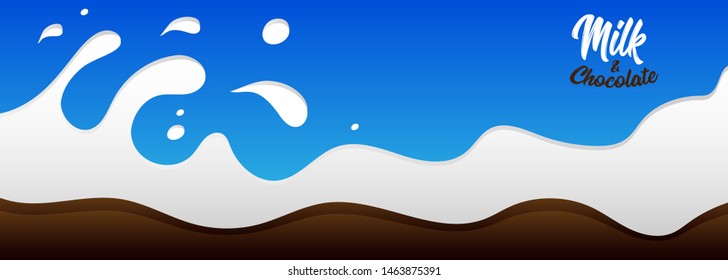 Milk and chocolate wave vector illustration