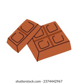 Milk chocolates icon, vector doodle illustration of chocolate bar broken in small pieces, sweet dessert, baking ingredient, good for present on Valentines and Christmas, isolated colored clipart