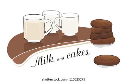 milk and chokolate cakes - vector drawing