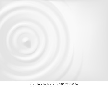 Milk circle ripple. Concentric splash waves on cream, yogurt or dairy product. Realistic top view round drop ripples texture, vector concept. Radial waves or rings for advertisement