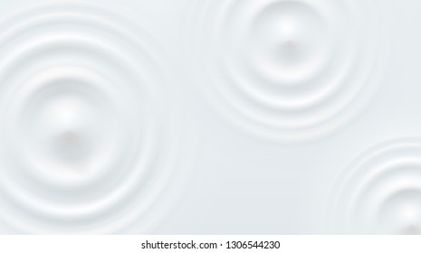 Milk circle ripple, splash water waves top view from drop on white background. Vector cosmetic cream, shampoo, milk product or yogurt swirl round texture surface template.