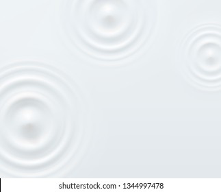 Milk circle ripple, splash water waves top view from drop on white background. Vector cosmetic cream, shampoo, milk product or yogurt swirl round texture surface template.