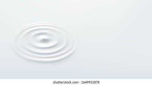 Milk circle ripple, splash water waves from drop top view on white background. Vector cosmetic cream, shampoo, milk product or yogurt swirl round texture surface template.
