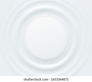 Milk circle ripple, splash water waves from drop top view on white background. Vector cosmetic cream, shampoo, milk product or yogurt swirl round texture surface template.
