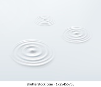 Milk circle ripple, splash water waves from drop top view on white background. Vector cosmetic cream, shampoo, milk product or yogurt swirl round texture surface template.