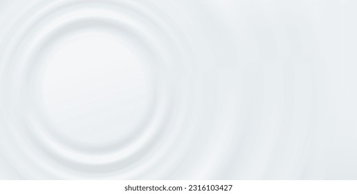 Milk circle ripple, splash water waves from drop top view on white background. Vector cosmetic cream, shampoo, milky product or yogurt swirl round texture surface