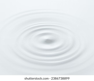 Milk circle ripple, splash water waves top view from drop on white background. Vector cosmetic cream, shampoo, milk product or yogurt swirl round texture surface template