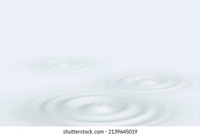 Milk circle ripples, texture concept for cosmetic product such as cream, lotion, gel. Circular wave in perspective. Vector illustration of a surface that resonates from impact.