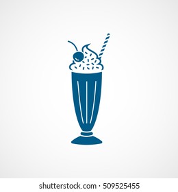 Milk Cocktail Blue Flat Icon On White Background
